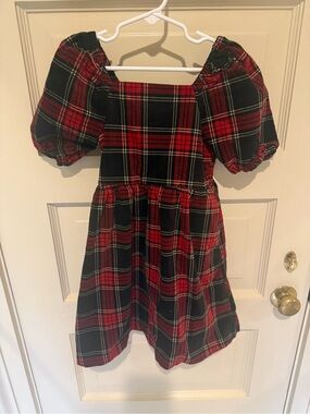 Copper Key Red & Black Plaid Puff-Sleeve Dress
